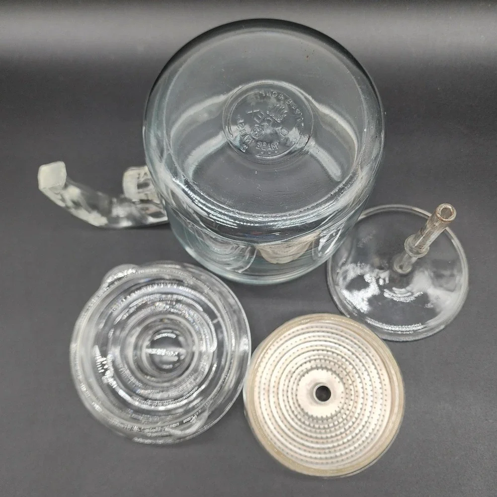 Pyrex 4 Cup Clear Glass Percolator 7754 Vintage MCM Stovetop Coffee Pot Complete